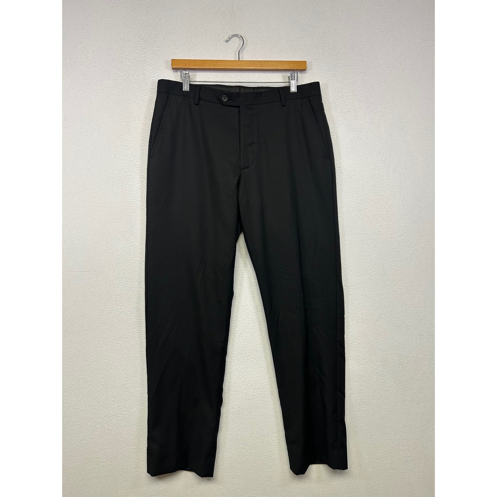Professional Luxury Pronto Uomo Mens 34 Regular Black Wool Dress Pants